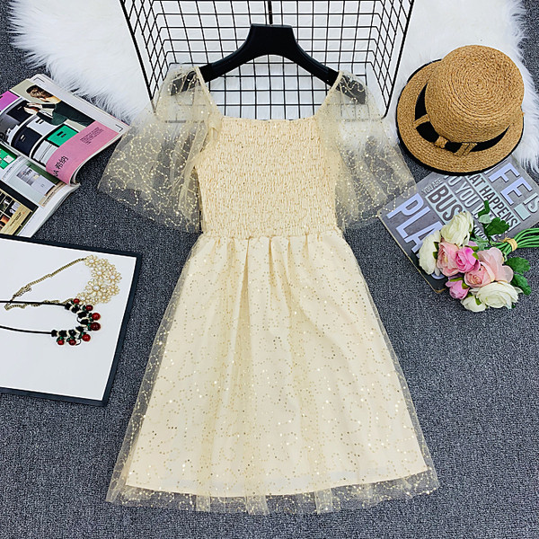 Csipkeujjú, fényes hatású női ruha három színben