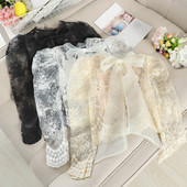 Modern női csipkeblúz három színben szalaggal