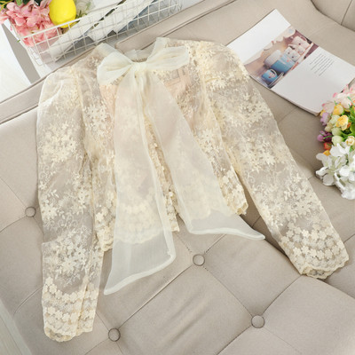 Modern női csipkeblúz három színben szalaggal