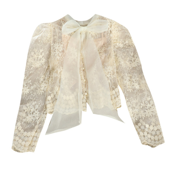 Modern női csipkeblúz három színben szalaggal