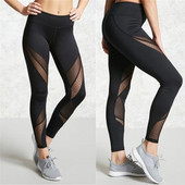 Női sport leggings magas derékkal, fekete színben