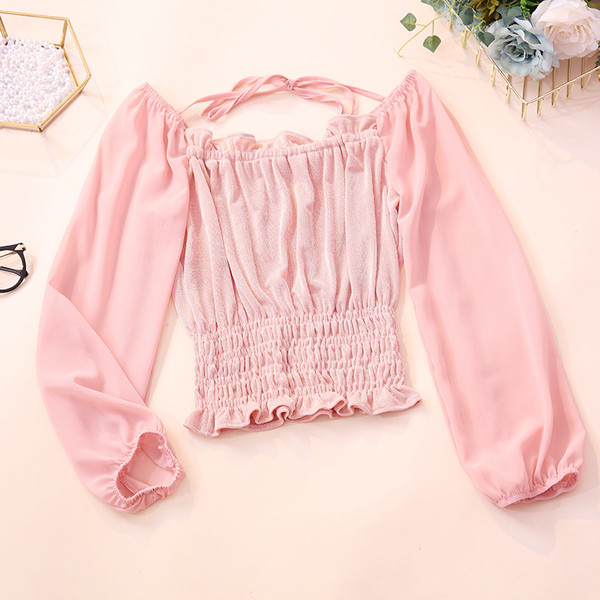 Modern női blúz három színben megkötős és hosszú ujjú