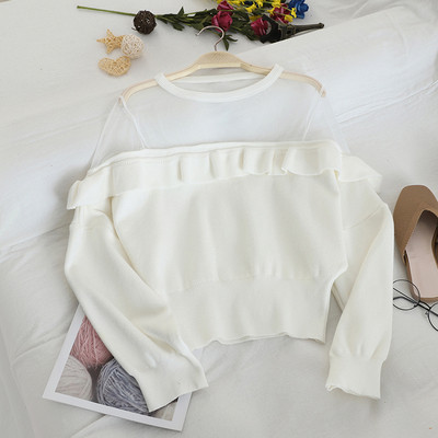 Modern női pulóver átlátszó részekkel több színben