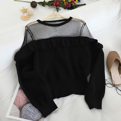 Modern női pulóver átlátszó részekkel több színben