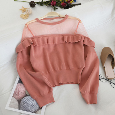 Modern női pulóver átlátszó részekkel több színben