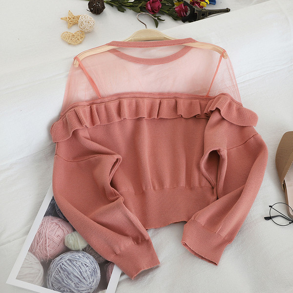 Modern női pulóver átlátszó részekkel több színben