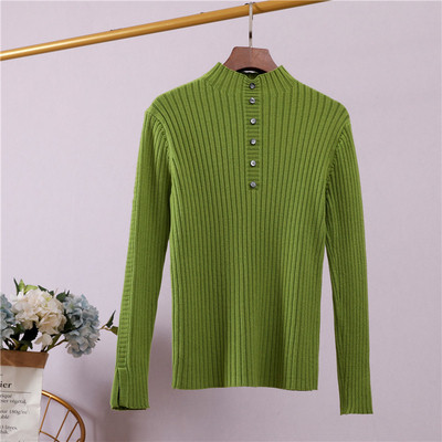 Új modell női pulóver pólógallérral és gombokkal fehér, zöld és narancs színben