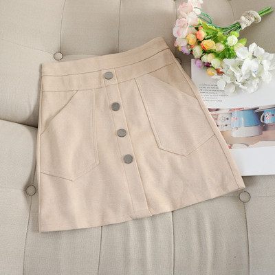 Modern női rövid szoknya magas derékkal, gombokkal több színben
