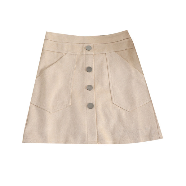 Modern női rövid szoknya magas derékkal, gombokkal több színben