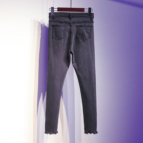 Női hosszú farmer, magas derékkal, szürke színben