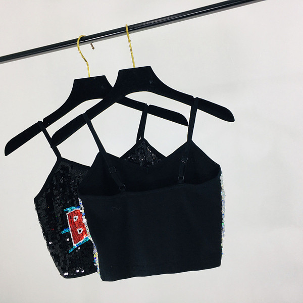 Modern női felső flitterekkel, vékony pántokkal, két színben