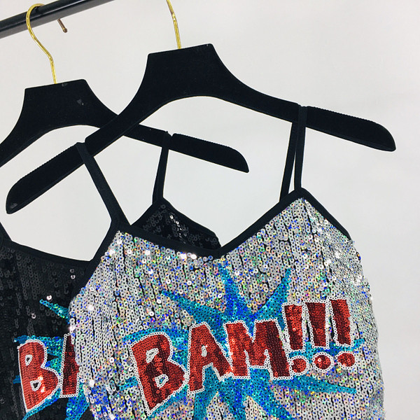 Modern női felső flitterekkel, vékony pántokkal, két színben