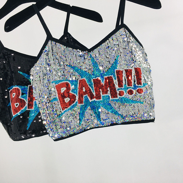 Modern női felső flitterekkel, vékony pántokkal, két színben