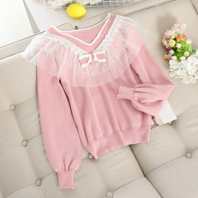 Lezser női pulóver, tüll és szalag három színben