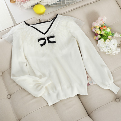 Lezser női pulóver, tüll és szalag három színben