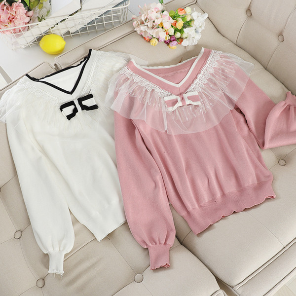 Pulover casual dama cu tul si panglica in trei culori