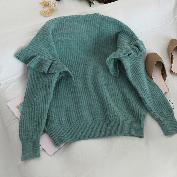 Női alkalmi pulóver ovális gallérral több színben