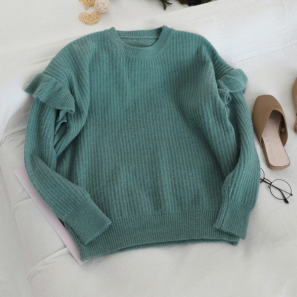 Női alkalmi pulóver ovális gallérral több színben