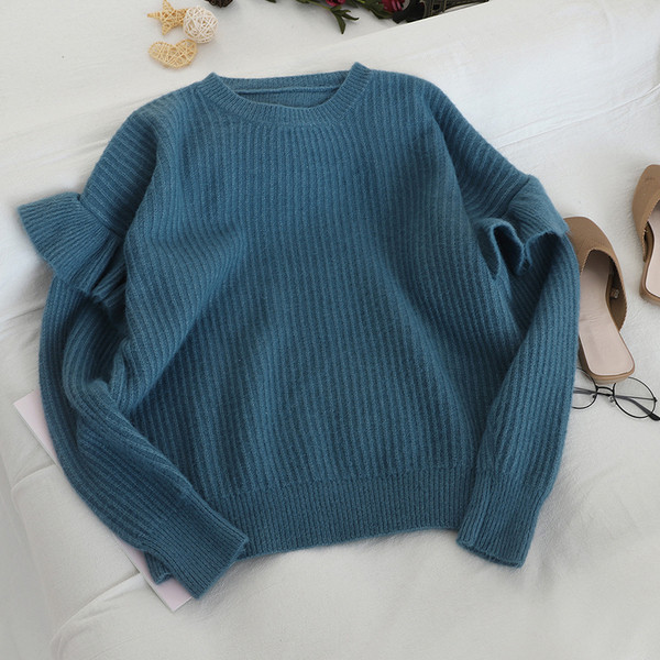 Női alkalmi pulóver ovális gallérral több színben