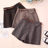 Pantaloni moderni de dama in patru culori cu curea si talie inalta