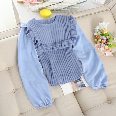 Alkalmi női pulóver fürtökkel és ovális nyakkivágással