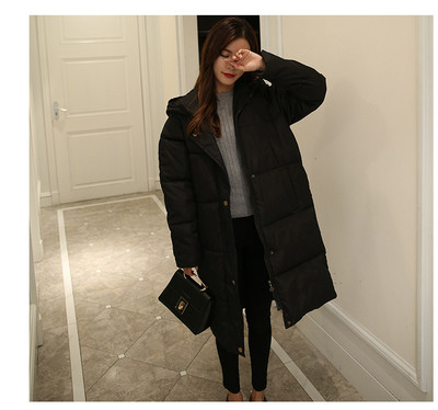 Modern női hosszú kabát kapucnival és cipzárral, két színben