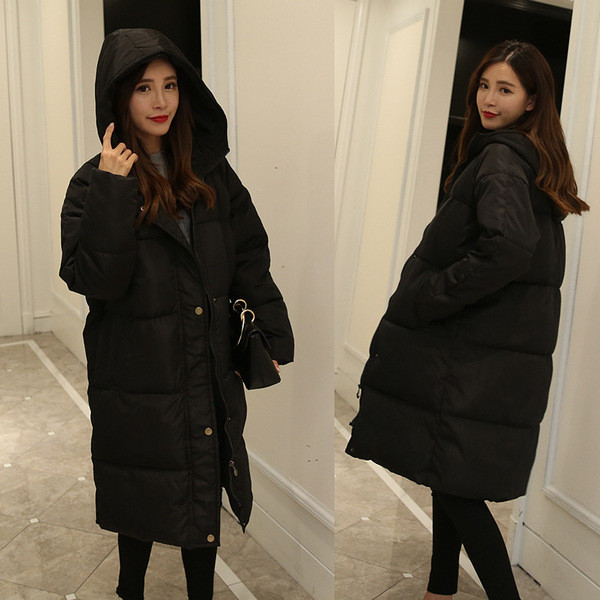 Modern női hosszú kabát kapucnival és cipzárral, két színben