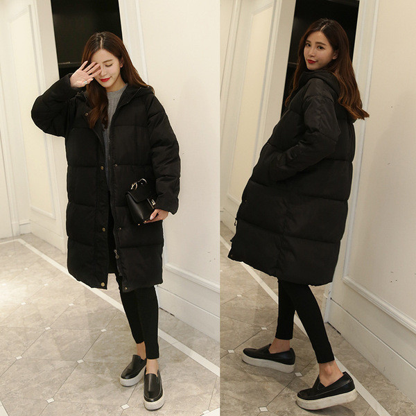 Modern női hosszú kabát kapucnival és cipzárral, két színben