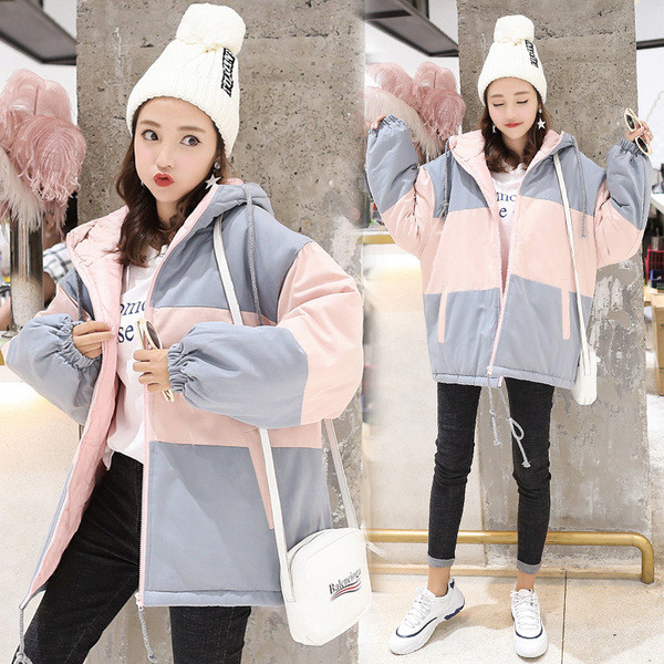 Modern női kabát kapucnival, két színben