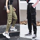 Lezser női hosszú nadrág nyakkendővel és zsebbel, két színben