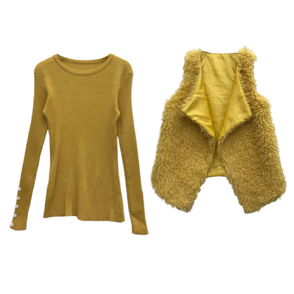 Női szett három színben, pehelymellénnyel és pulóverrel