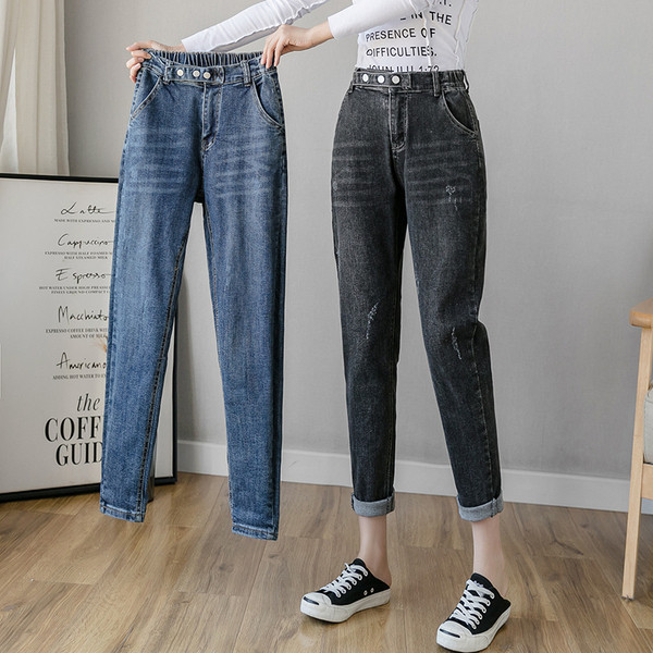 Modern női farmer kék és fekete színben - magas derekú