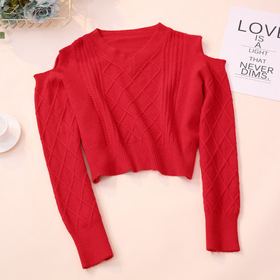 Divatos női pulóver öt színben, csupasz váll