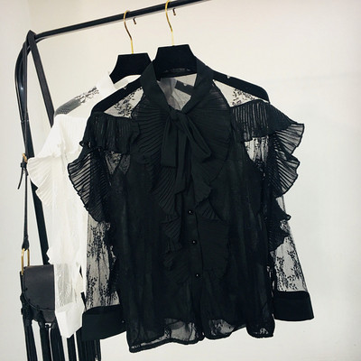 Stílusos női ing csipkével, rózsaszín, fehér és fekete színben