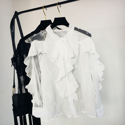 Stílusos női ing csipkével, rózsaszín, fehér és fekete színben