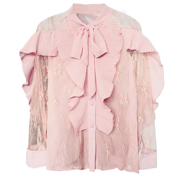 Stílusos női ing csipkével, rózsaszín, fehér és fekete színben
