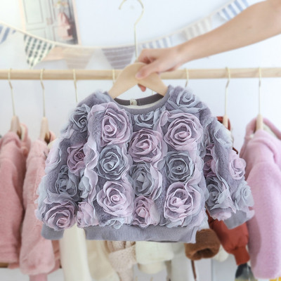 Modern gyerekpulóver lányoknak 3D elemekkel, három színben