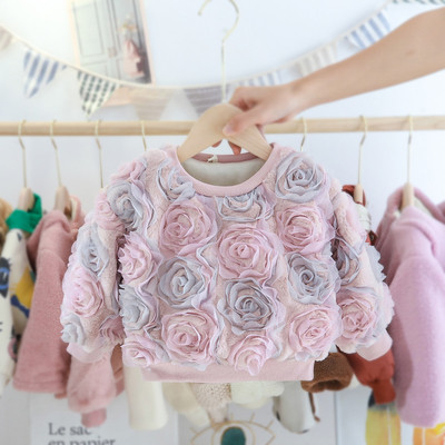 Modern gyerekpulóver lányoknak 3D elemekkel, három színben