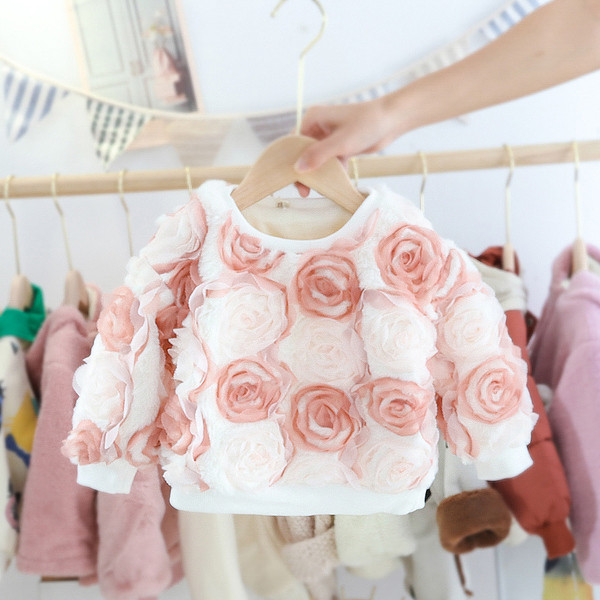 Modern gyerekpulóver lányoknak 3D elemekkel, három színben