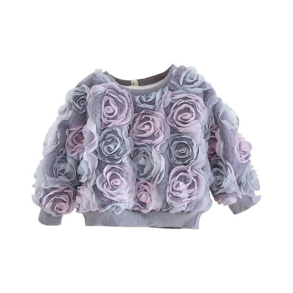 Modern gyerekpulóver lányoknak 3D elemekkel, három színben