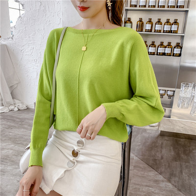 Modern női pulóver széles ujjal és O-nyakkal