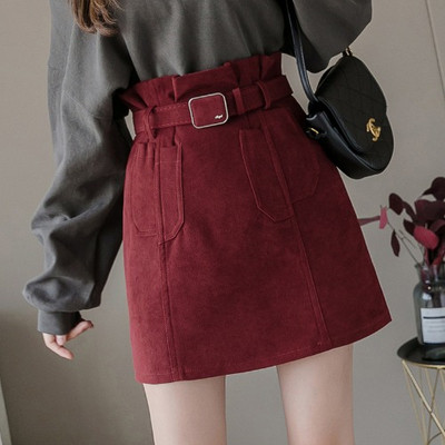 Aktuális női szoknya övvel - magas derék három színben