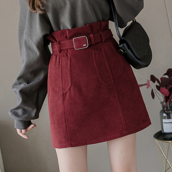 Aktuális női szoknya övvel - magas derék három színben