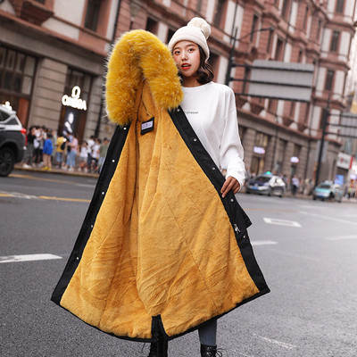 ΝΕΟ Μοντέλο γυναικείο μακρύ μπουφάν με κουκούλα και μαλακή επένδυση σε διάφορα χρώματα