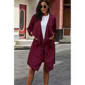 Modern női hosszú őszi kabát, hosszú ujjú, zsebbel több színben