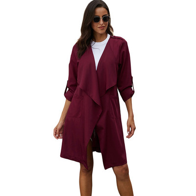 Modern női hosszú őszi kabát, hosszú ujjú, zsebbel több színben