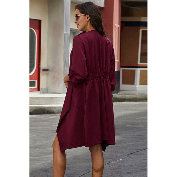 Modern női hosszú őszi kabát, hosszú ujjú, zsebbel több színben