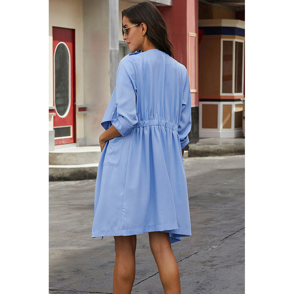 Modern női hosszú őszi kabát, hosszú ujjú, zsebbel több színben