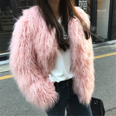 Μοντέρνο γυναικείο μπουφάν σε ροζ και άσπρο χρώμα - μεγέθη μέχρι 3XL