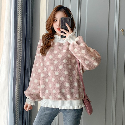 Modern női pulóver magas gallérral, pöttyökkel - több színben